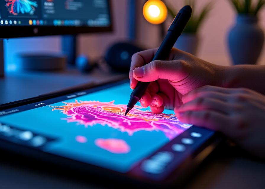 Ilustración digital con tableta y software